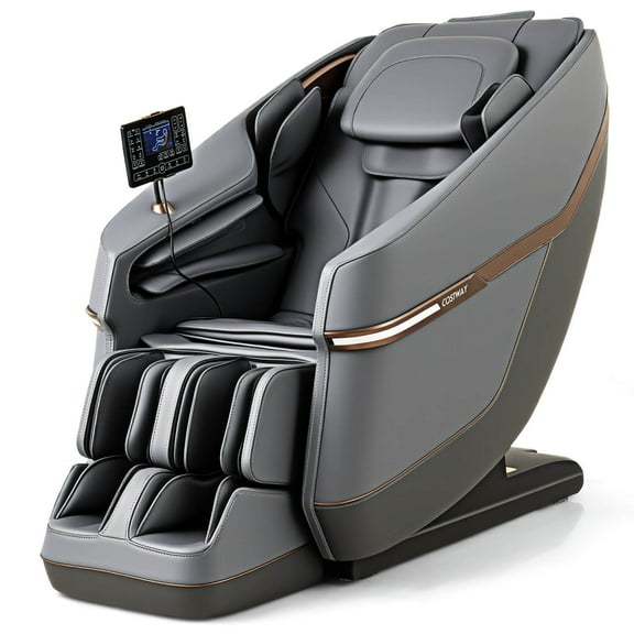 Costway Full Body Zero Gravity Massage Chair with Airbags Waist Heater Foot Rollers Gray