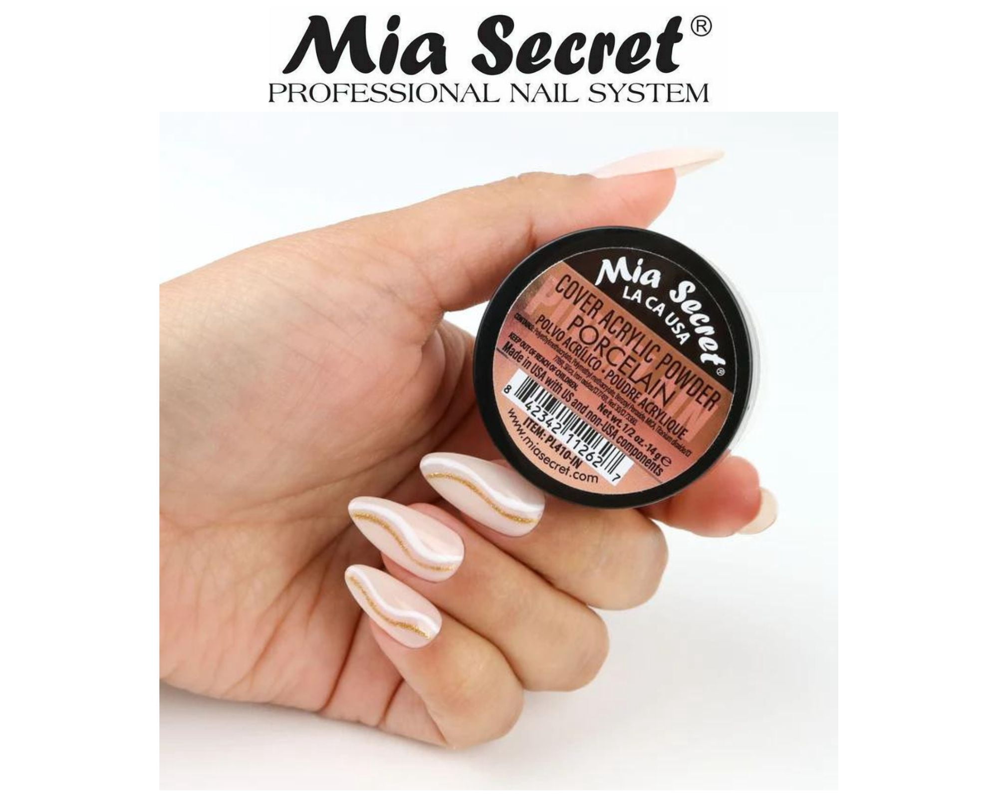 Mia Secret - Liquid Monomer 1oz & (Cover Acrylic Powder White Peony + Cover Acrylic Powder Porcelain) 0.5 oz - COMBO
