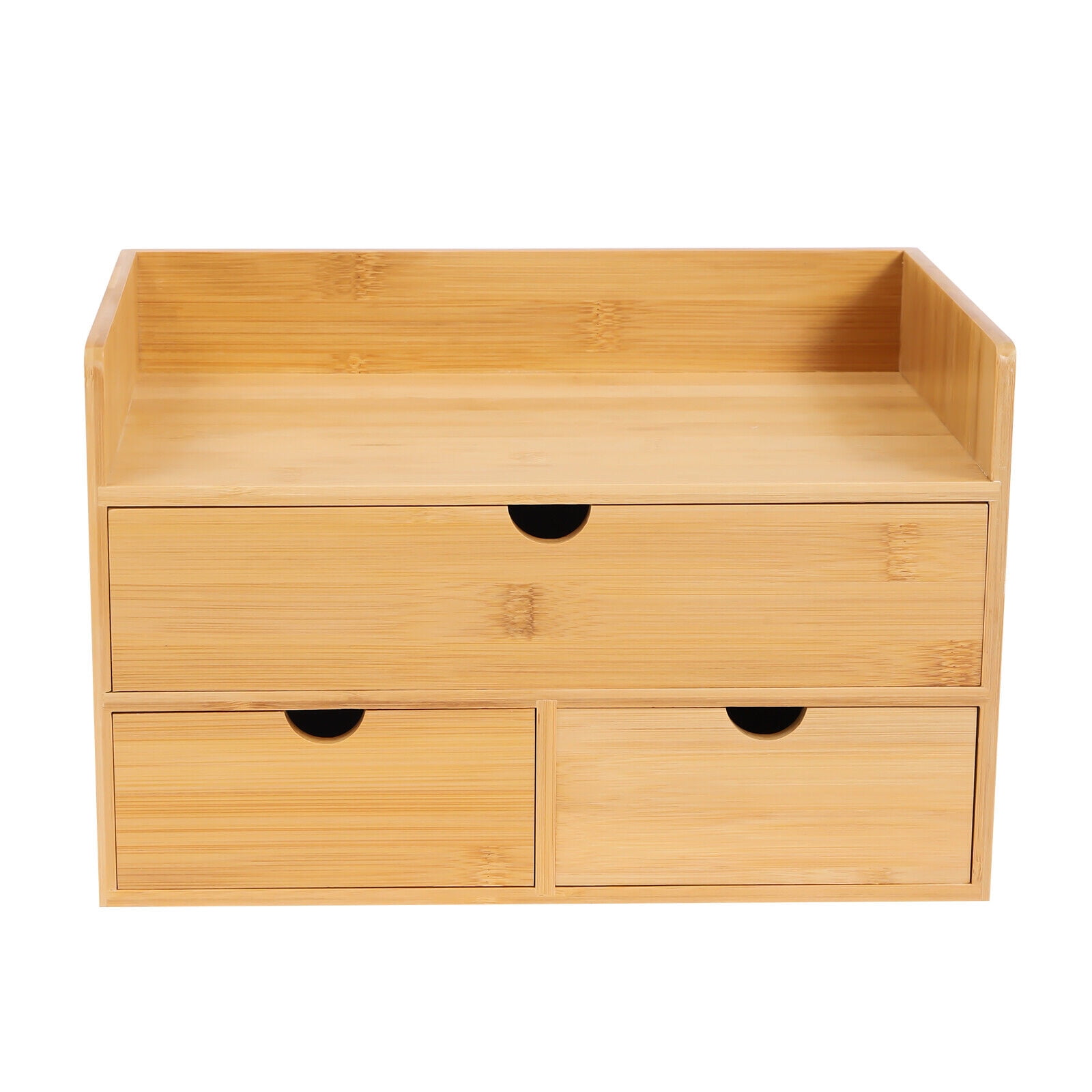 3-Tier Bamboo Shelf Organizer for Desk with 3 Drawers - Desk Storage for Office Bamboo Desk Organizer Tabletop Organizer w/3 Drawer Pen Storage Box Office Home