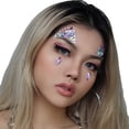 thumbnail image 5 of Juego de 4 tatuajes de joyas para la cara de sirena con diamantes de imitación, pegatinas para el cuerpo, pegatinas temporales con piedras preciosas y lágrimas de cristal, 5 of 5