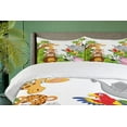 thumbnail image 4 of Ambesonne Cartoon Duvet Cover Set, Style Zoo Animals Savannah Jungle Mascots Tropical Forest Wildlife Pattern, Decorative 2 Piece Bedding Set with 1 Pillow Sham, Twin Size, Green White Twin Green White, 4 of 7