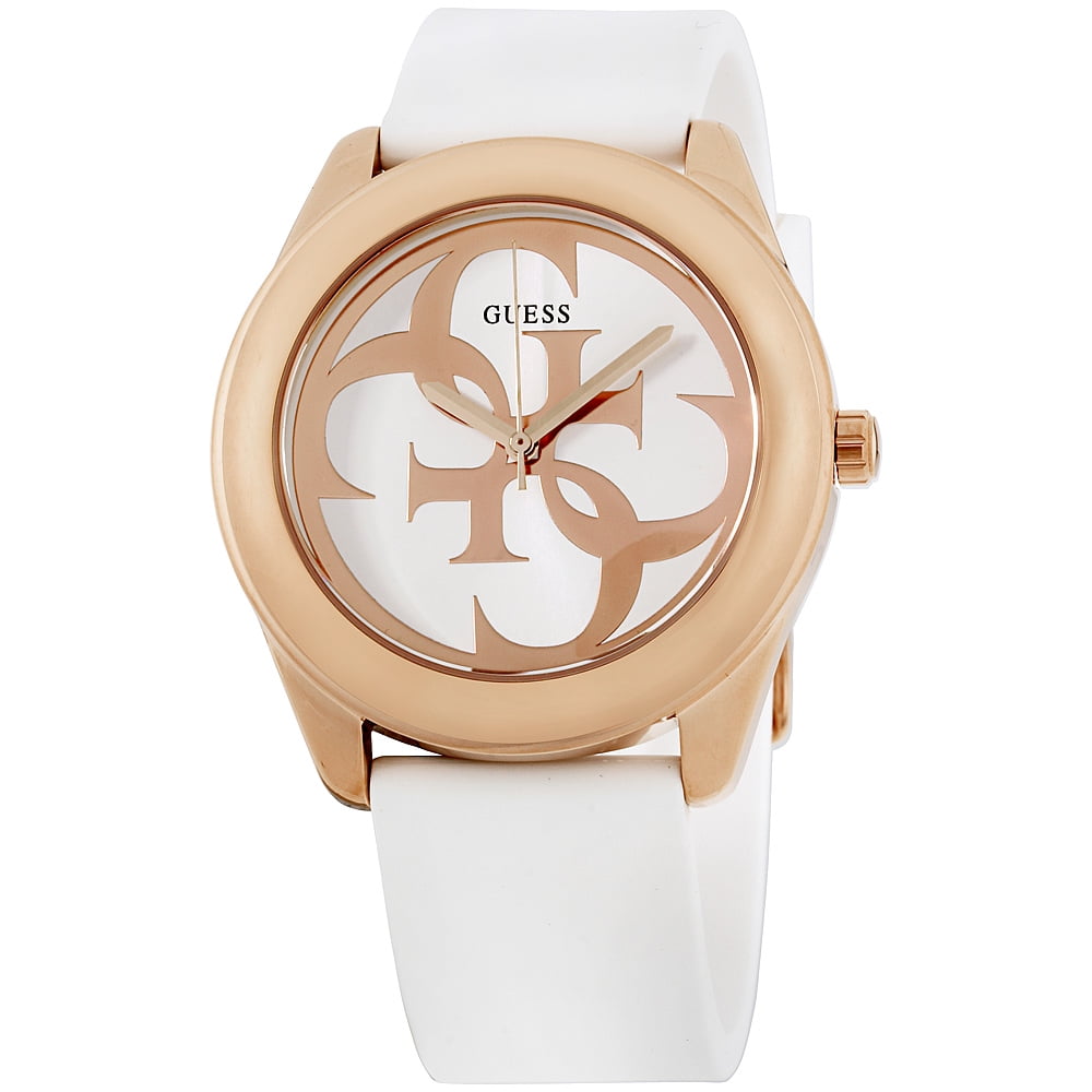 Guess G Twist White Dial Silicone Strap Ladies Watch W0911L5