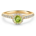 thumbnail image 3 of Gem Stone King 10K Yellow Gold Green Peridot and Lab Grown Diamond Engagement Ring for Women | 0.84 Cttw | Round 5MM | Gemstone August Birthstone | Size 6, 3 of 6