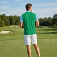 thumbnail image 4 of Men's Casual Quick Dry Golf Polo Shirt Two Tone Color Block Short Sleeve Breathable Moisture Wicking Performance Top Button Placket Sportswear, 4 of 4