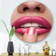 thumbnail image 2 of Designart 'Pink Female Lips With Finger On Mouth' Modern Circle Metal Wall Art 23x23 - Disc of 23, 2 of 5