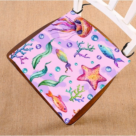 

YKCG Seashell Starfish Watercolor Jellyfish Seat Cushion Chair Cushion Floor Cushion Twin Sides 18x18 inches