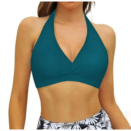 CAIVO Women Swimwear Push Up Top Bikini Solid Color Swimsuit Beach Vacation Top Comfort Beach Vacation Summer Swim Wear