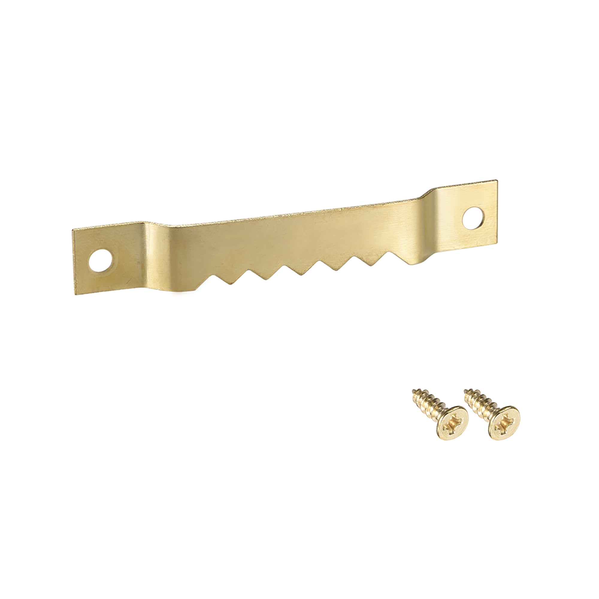 Sawtooth Picture Hangers, 2 3/5 Inch Double Hole w Screws for Frame Hanging, 50 Pcs (Golden