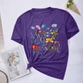 thumbnail image 1 of Shorts pour Femmes, Blouses pour Femmes, Blouses Imprimées Fleurs pour Femmes Manches Courtes Col Rond Haut, 1 of 4