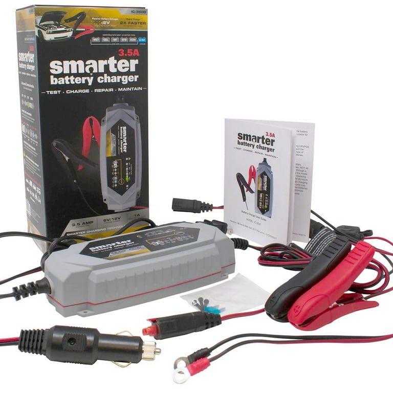 Smartech BC-3500 3.5A 6/12V Smart Automotive Battery Charger, Maintainer,  Repairer, Tester with Advanced Desulphation Process 