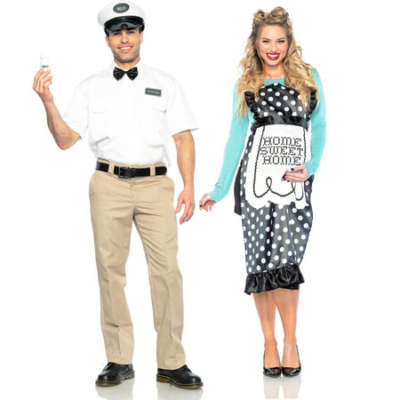 Seeing Red Milk Man and 40s Mom Couples Costumes for Adults, Standard Size, His and Hers Honeymoon Throwback