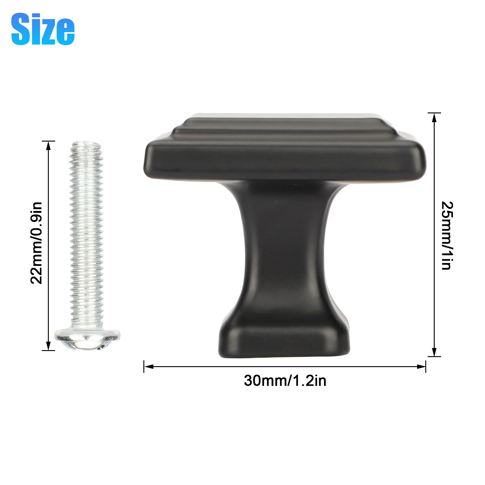 10 Pcs Square Cabinet Knob, TSV Black Pull Handle Drawer Knobs (1.2''), with Fitting Screws, Easy to Install, for Kitchen Cupboard Door, Bedroom Dresser Drawer, Bathroom Wardrobe Hardware - image 2 of 9