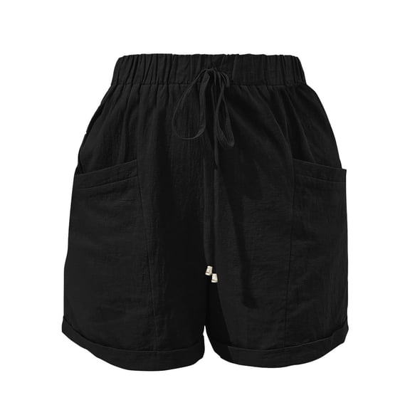 fatyb Womens Casual Shorts Drawstring Elastic Waist Wide Leg Shorts Plain Summer Shorts with Pockets