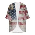 thumbnail image 7 of Otvok Women's Independence Day Sunscreen Fashionable Casual Printed 3/4 Sleeve Chiffon Cardigan Tops, 7 of 7