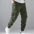 thumbnail image 2 of Resicozy Men's Casual Cargo Sweatpants Waist Drawstring Joggers Hiking Tactical Pants for Men with Zipper Pockets Army Green 2XL, 2 of 5