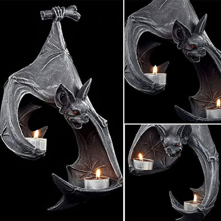 

STEADY Wall Sconce Candle Holder Bat Wall Tealight Holder Rustic Wall Decor Sculpture Hanging Decor Candleholder For Living Room Bathroom Black