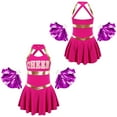 thumbnail image 6 of iiniim Kids Girls Cheerleading Performance Uniform Dance Party Dress with Pom Poms Hot Pink 10, 6 of 7