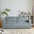 thumbnail image 3 of Newboti Furniture 81" Modern Square Arm Sofa with Soft Velvet Upholstery, Deep Cushions, and Sturdy Legs in Gray for Living Room or Bedroom" 79376, 3 of 16