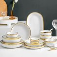thumbnail image 2 of Luxury Golden Border Ceramic Dinner Plate Hotel Kitchen Cooking Bowls Soup Bowls Fruit Salad Plate White Porcelain Tableware Set, 2 of 4