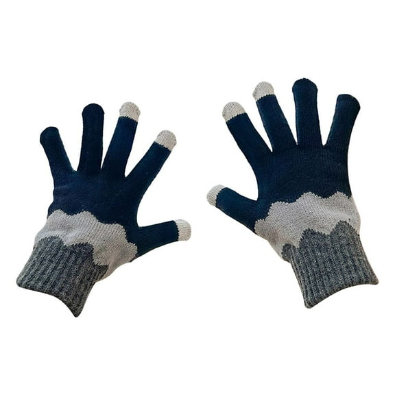 Otqutp Non-Slip Teen Girls Outdoor Mittens Women's Winter Gloves Warm Mittens Knit Thick Wool Gloves Knit Mittens for Winter Cold Weather(Black,One Size)