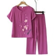 thumbnail image 2 of GILIGEGE Linen Sets for Women 2 Piece Summer Women's Short Sleeved Summer Cardigan Top Female Loose Middle Elderly Suit Shirt Cotton and Linen Two Wide Leg Pants Tracksuit Lounge Matching Sets Red 3Xl, 2 of 4