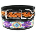 thumbnail image 3 of Small 13''- 17'' Padded Leather Dog Collar Beaded Floral Hand Tooled 60169, 3 of 3