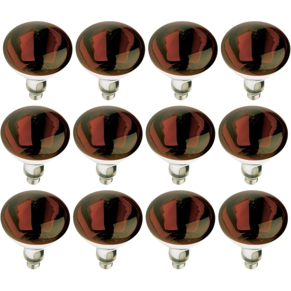 Satco S4884 Incandescent R40 Red Heat Reflector Light Bulbs 250 Watt 120 Volt E26 Medium Base Shatterproof Dimmable (12 Pack)