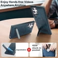 thumbnail image 4 of Allytech Case for Samsung Galaxy S22 Ultra, Hidden Kickstand PU Leather [Compatible with MagSafe] Case, [Anti-Drop & Shockproof] Ultra Slim Retro Protective Case for Women Men - Blue, 4 of 8