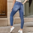 thumbnail image 4 of Rovga Stretch Jeans Women Pants New Elastic High Waist Ankle Lengths Small Legs Fashion Washed Casual Trousers Jeans Comfy Streetwear, 4 of 9