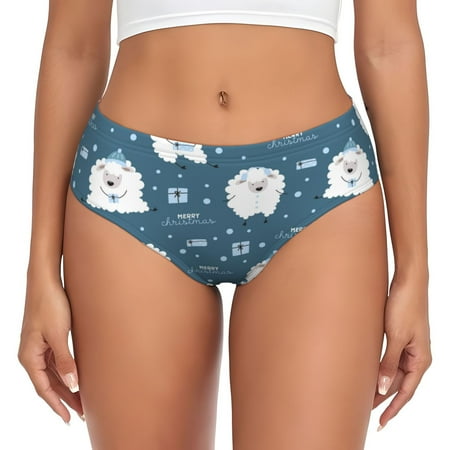 Uemuo Christmas sheep Pattern Women s Cotton Underwear Full Coverage Briefs Soft Stretchy Breathable Underwear Brief-4X-Large