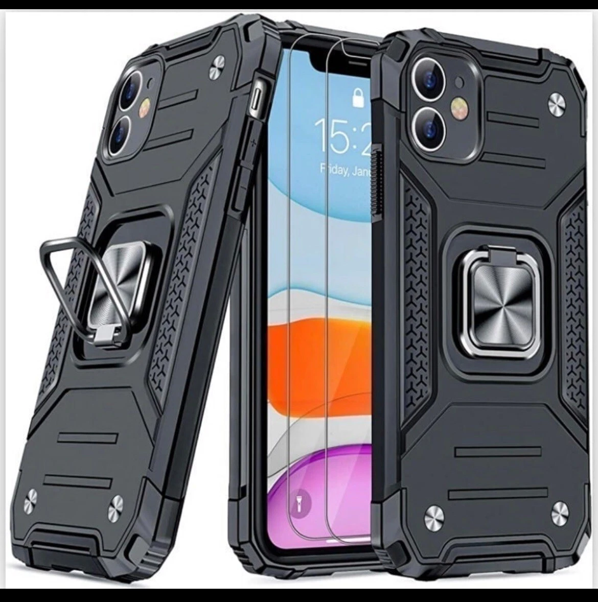 ELARA- Black Iphone 12 Cell Phone Case (Fits Iphone 12 And Iphone 12 Pro Phones)