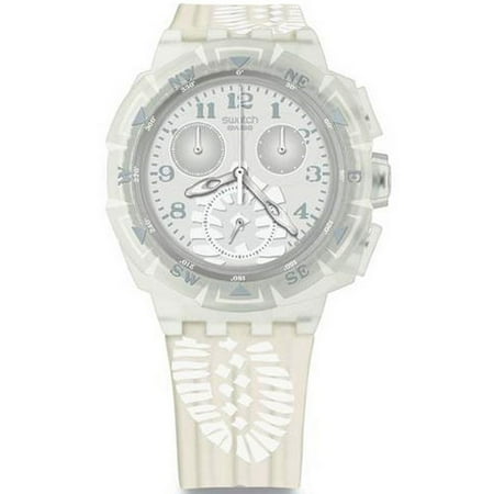 - Swatch SUKK100 Men's White Rubber Band With Grey Analog Dial Genuine Watch NWT