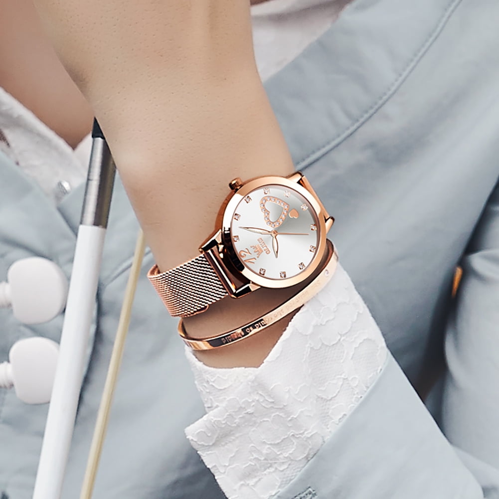 OLEVS Rose Gold Watches for Women Fashion Dress Elegant Luxury Womens Watches Japanese Analog Quartz Diamond Waterproof Luminous Ladies Watches Bracelet Gifts Set Reloj para Mujer