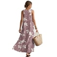 thumbnail image 2 of Xoenoiee Purple Flower Leaf Print Cotton Linen Maxi Dress for Women Summer Sleeveless Crewneck Casual Loose Beach Vacation Sundress with Pockets, Boho Resort Wear 2026, 2XL, 2 of 7