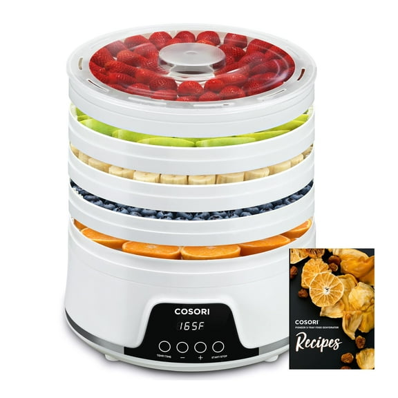 Dehydrator for Jerky, 5 Trays Expandable, 165°F Temperature Control, 48H Timer, 350W Dryer, Perfect for Fruit, Herbs, Meat, Veggies, Dog Treats, White