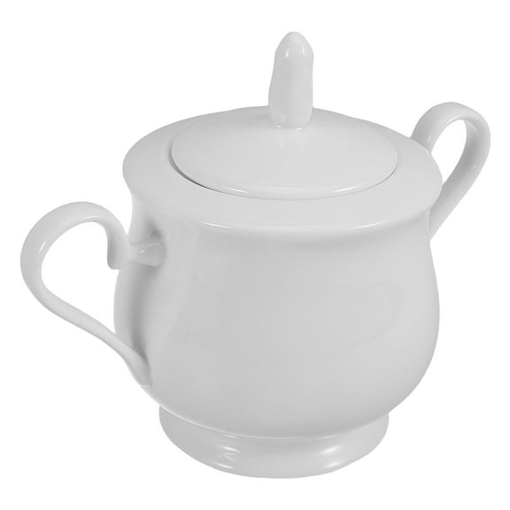Masteelf Farmhouse Ceramic Sugar Bowl With Lid Suitable For Kitchen Countertop And Coffee Bar Elegant Porcelain Jar For Storing Sugar And Condiments Ideal For Home And Office 370ml