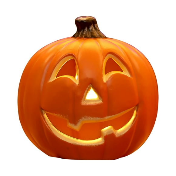 Halloween Pumpkin Lamp Decoration with Lights Plastic Jack O Lantern Pumpkins Prop Battery Operated Lighted Pumpkins Figurine Halloween Decor for Indoor, Outdoor, Haunted House IA