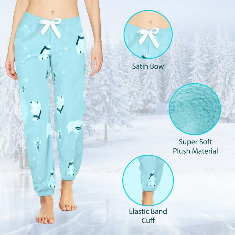 4-Pack: Womens Printed Ultra-Soft Comfy Stretch Micro-Fleece Pajama Lounge  Pants