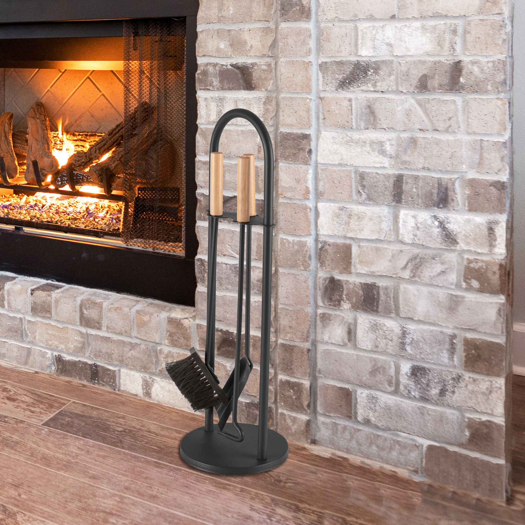 Lavish Home 4PC Fireplace Tool Set with Poker, Brush, Shovel, and Stand