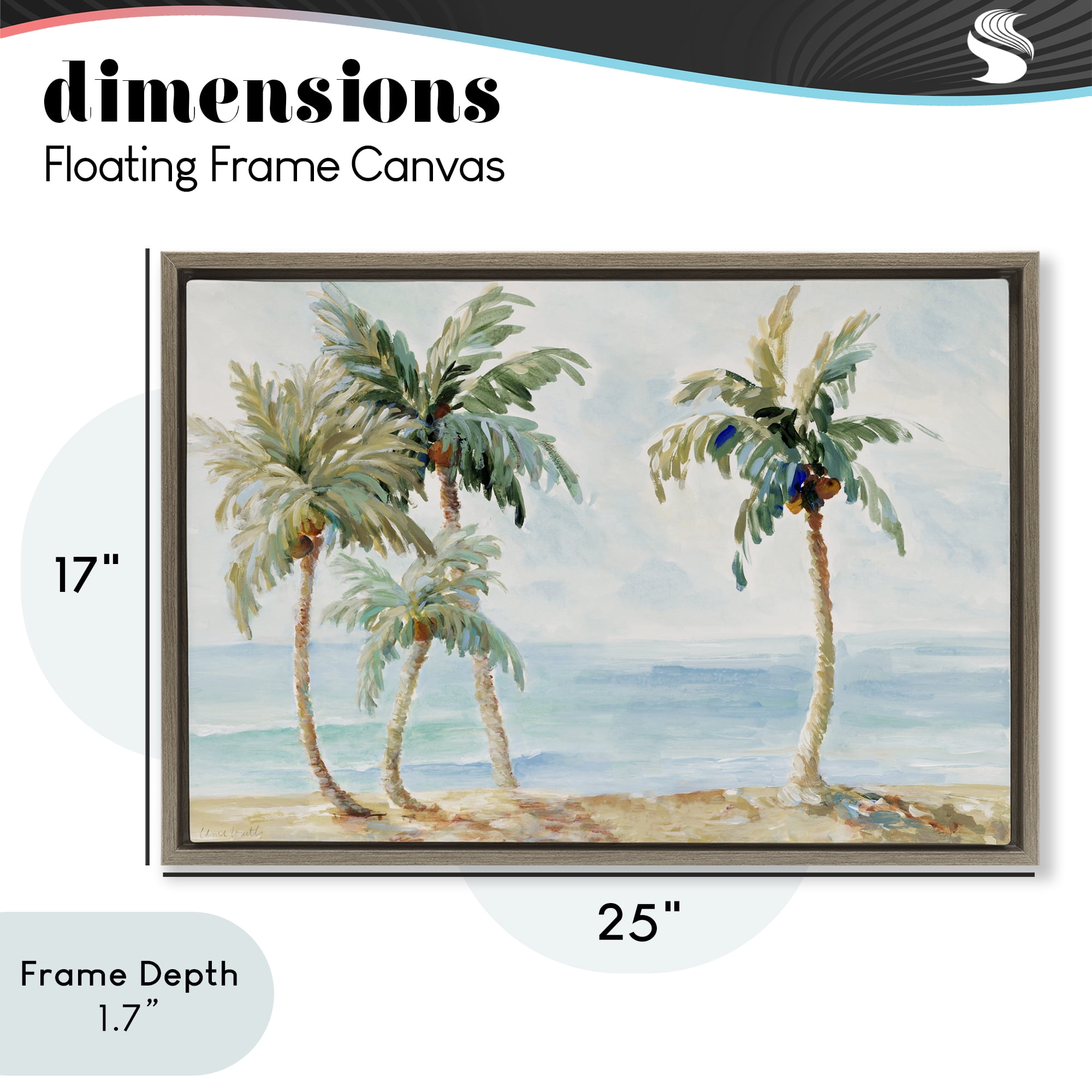 Stupell Industries Palm Trees in Paradise Brown Framed Floater Canvas Wall Art, design by Lanie Loreth