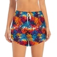 thumbnail image 2 of Gukieu Colorful Hawaii Palms Print Women's Sports Shorts with Drawstring Elastic Waistband for Running, Yoga, Fitness-Small, 2 of 7
