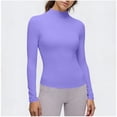 thumbnail image 4 of Trgacdwlo Women's Mock Neck Tops Long Sleeve Slim Fit Turtleneck Casual Layering Basic Soft Lightweight Stretch Shirts for Women Purple M, 4 of 7