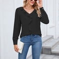 thumbnail image 4 of vigerkar Womens Long Sleeve Tops V Neck Dressy Casual Blouses Tunic Trendy Business Office Ruffle Work Shirts (Black, L), 4 of 8