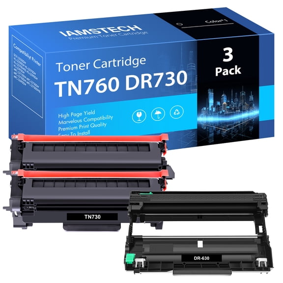DR730 Drum Unit and TN760 Toner Cartridge Compatible Replacement for Brother TN-760 DR730 TN730 TN-730 Work with MFC-L2750DW HL-L2350DW DCP-L2550DW Printer (2 Toners, 1 Drum Unit, 3-Pack)