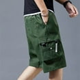 thumbnail image 4 of Men's Camouflage Casual Cargo Shorts, Loose-Fit Knee-Length Outdoor Shorts with Lace-Up Detail & Multi-Pocket Design ,Dark Green 3XL, 4 of 5