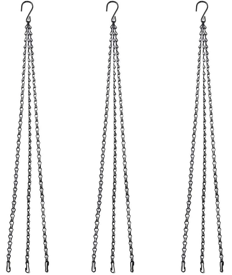 6 Chaînes Métal Noires Pour Suspendre Pots De Fleurs - Avec Crochets En S, Longueur 42 Cm - 9