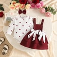 thumbnail image 4 of Ulitacool Girl Outfits Long Sleeve Crewneck Graphic Prints T Shirts Suspender Skirts Fashion Toddler Clothing 12-18 Months Red, 4 of 5