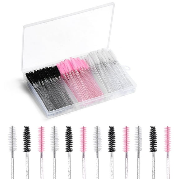150pcs Disposable Mascara Wands Eyelash Brush Spoolies,For Eye Lash Extension,Mascara Wands Makeup Brushes Applicators Disposable Crystal Pole Kits With Container