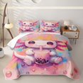 thumbnail image 2 of Erosebridal Kawaii Boba Axolotl Quilt Full,Bubble Drink Full Bedspread Sets For Girls,3 Pieces, 2 of 7