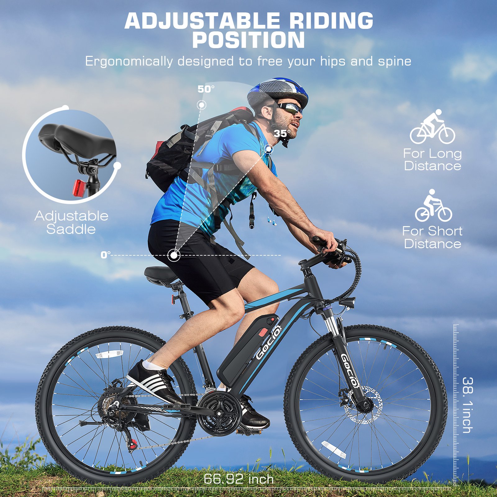 Gocio UL2849 Certified 26" Electric Bike for Adults, 750W Peak Motor, 48V 7.8Ah Battery, 20MPH Max Speed, Off-Road Mountain E-bike